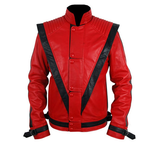 Bold Red Leather Jacket with Black Contrast Details - RUGGAN
