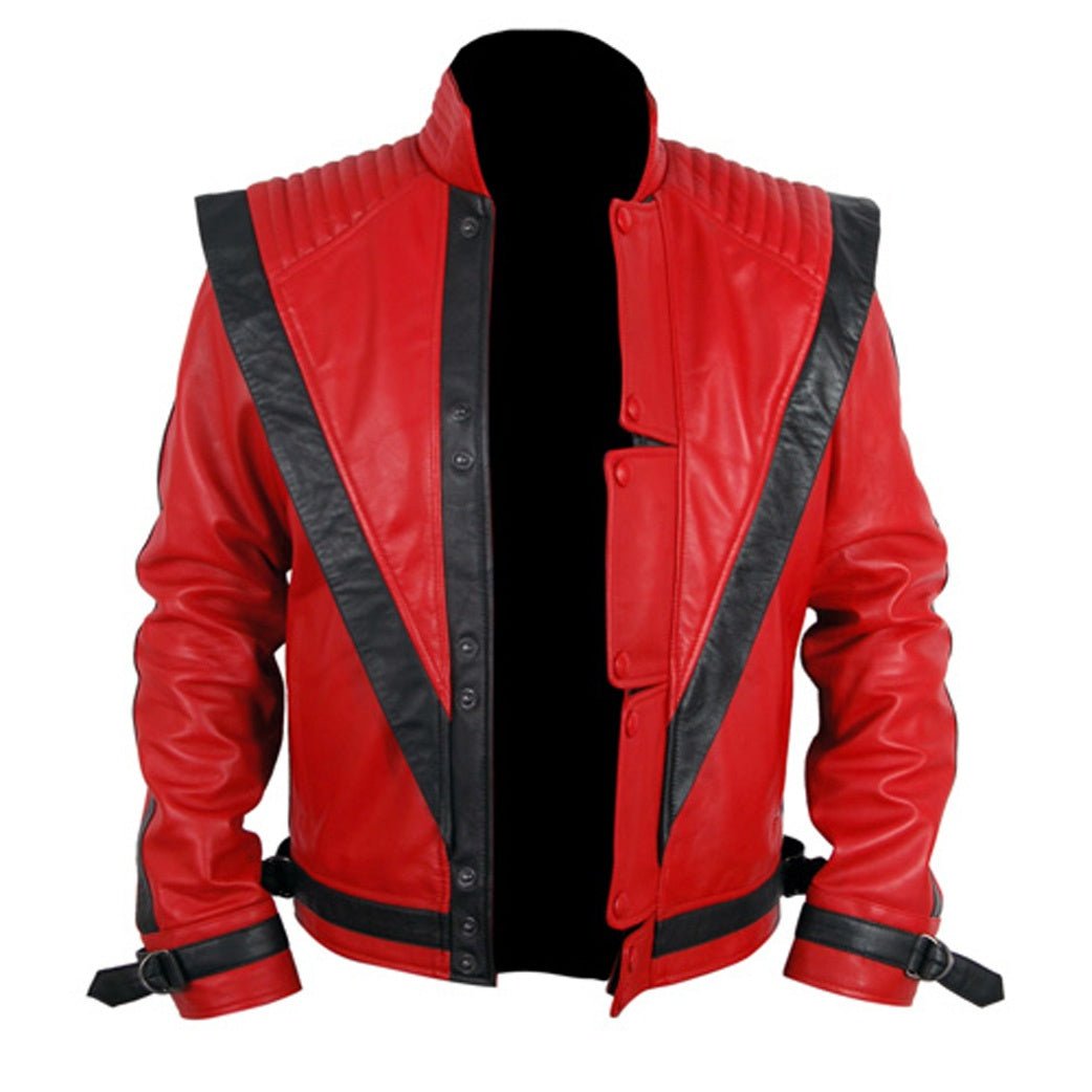 Bold Red Leather Jacket with Black Contrast Details - RUGGAN