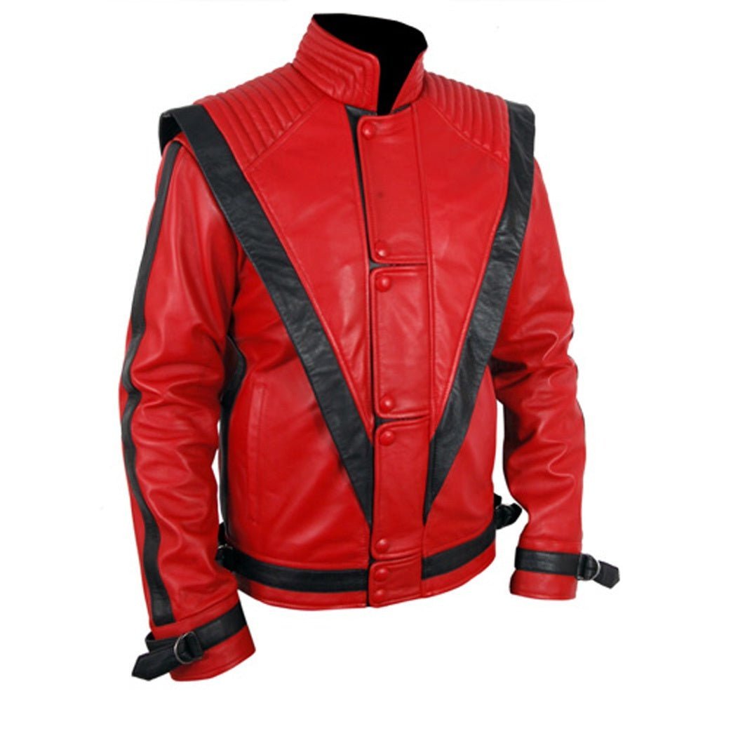 Bold Red Leather Jacket with Black Contrast Details - RUGGAN