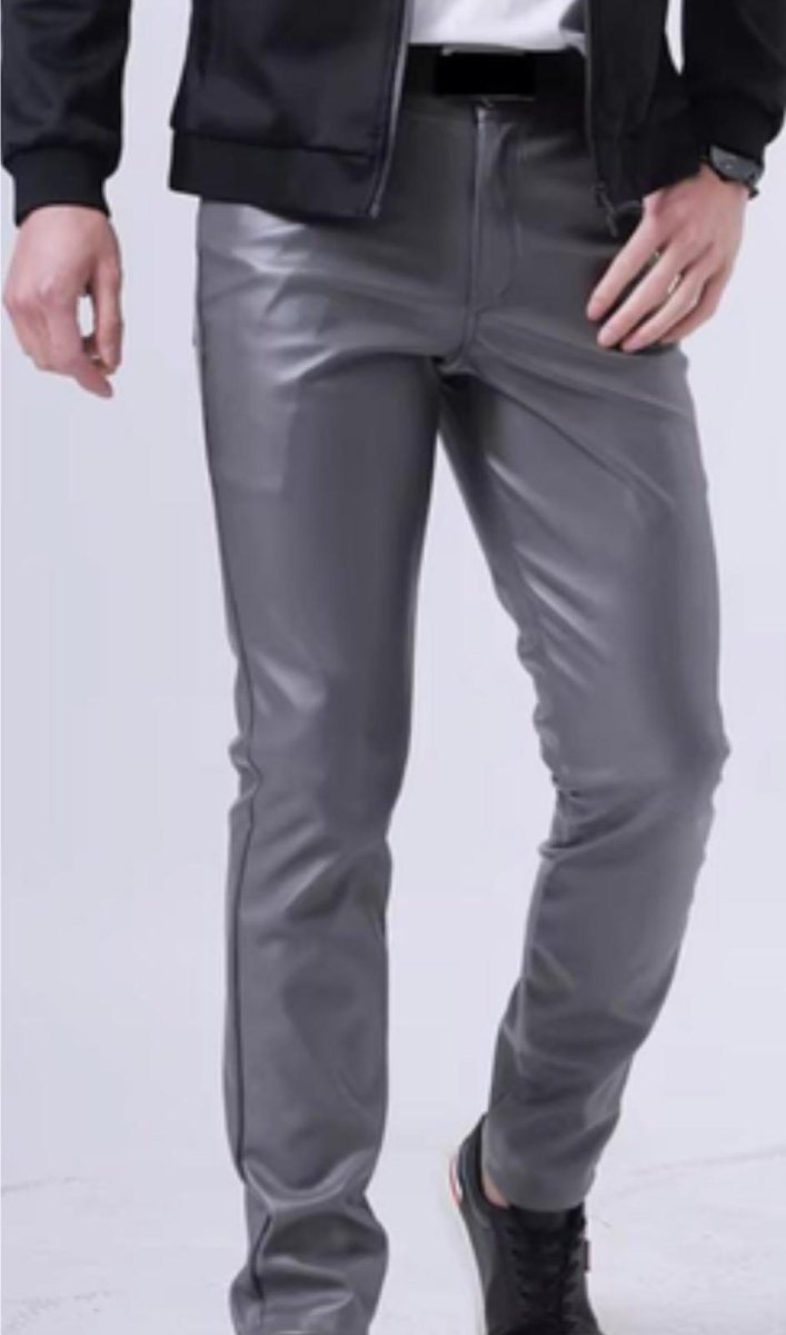 Classic Gray Genuine Leather Pants - Sophisticated Style - RUGGAN