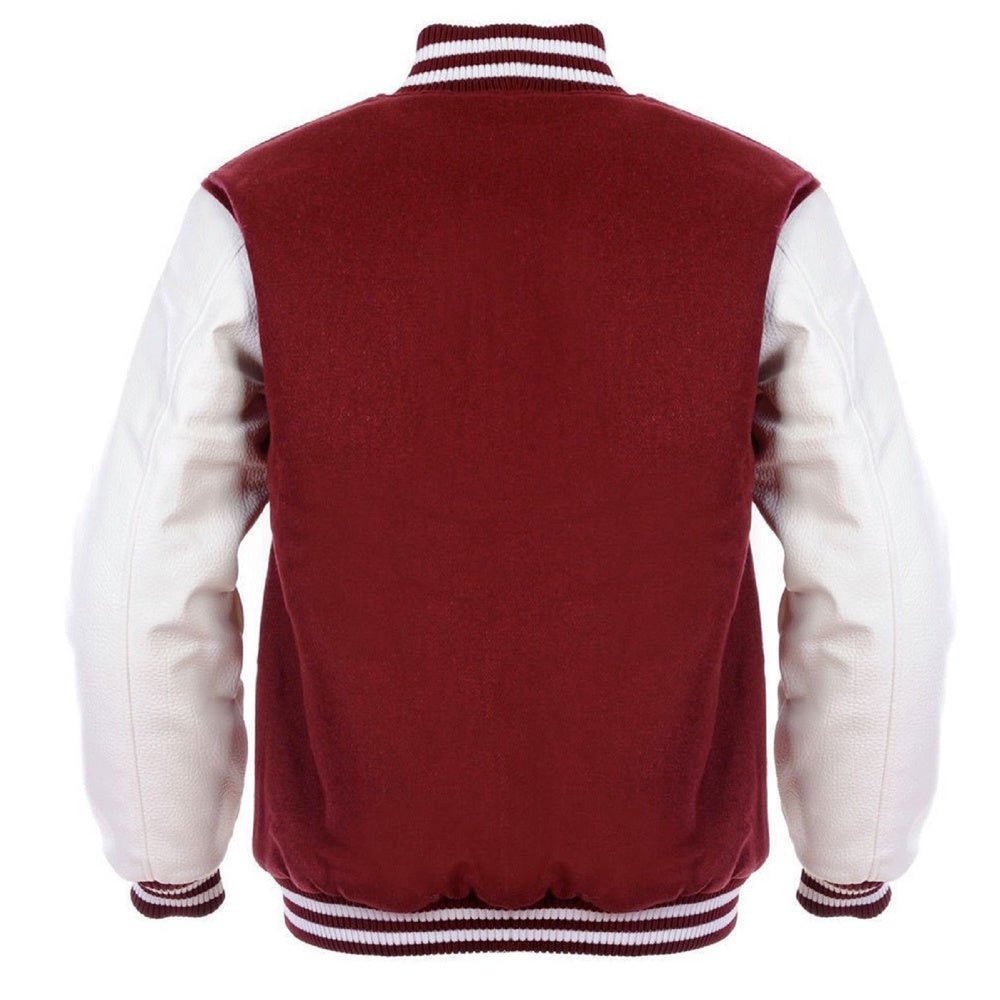 Classic Varsity Leather Burgundy & White Jacket - RUGGAN