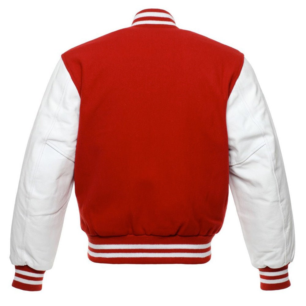 Classic Varsity Leather Jacket - Red & White - RUGGAN