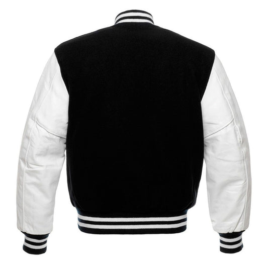 Classic Varsity Leather Jacket - Timeless Style Meets Modern Comfort Black & White - RUGGAN