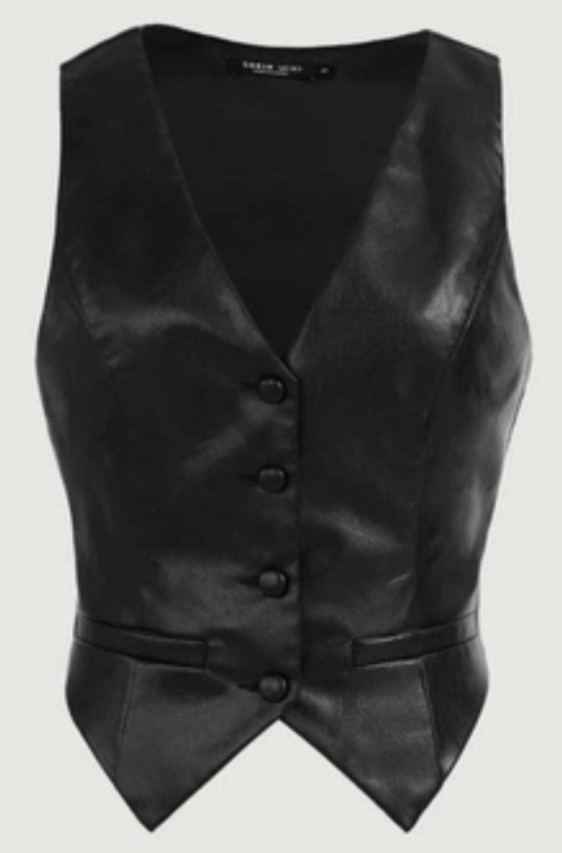 Genuine Leather Fitted Waistcoat - Classic Black - RUGGAN