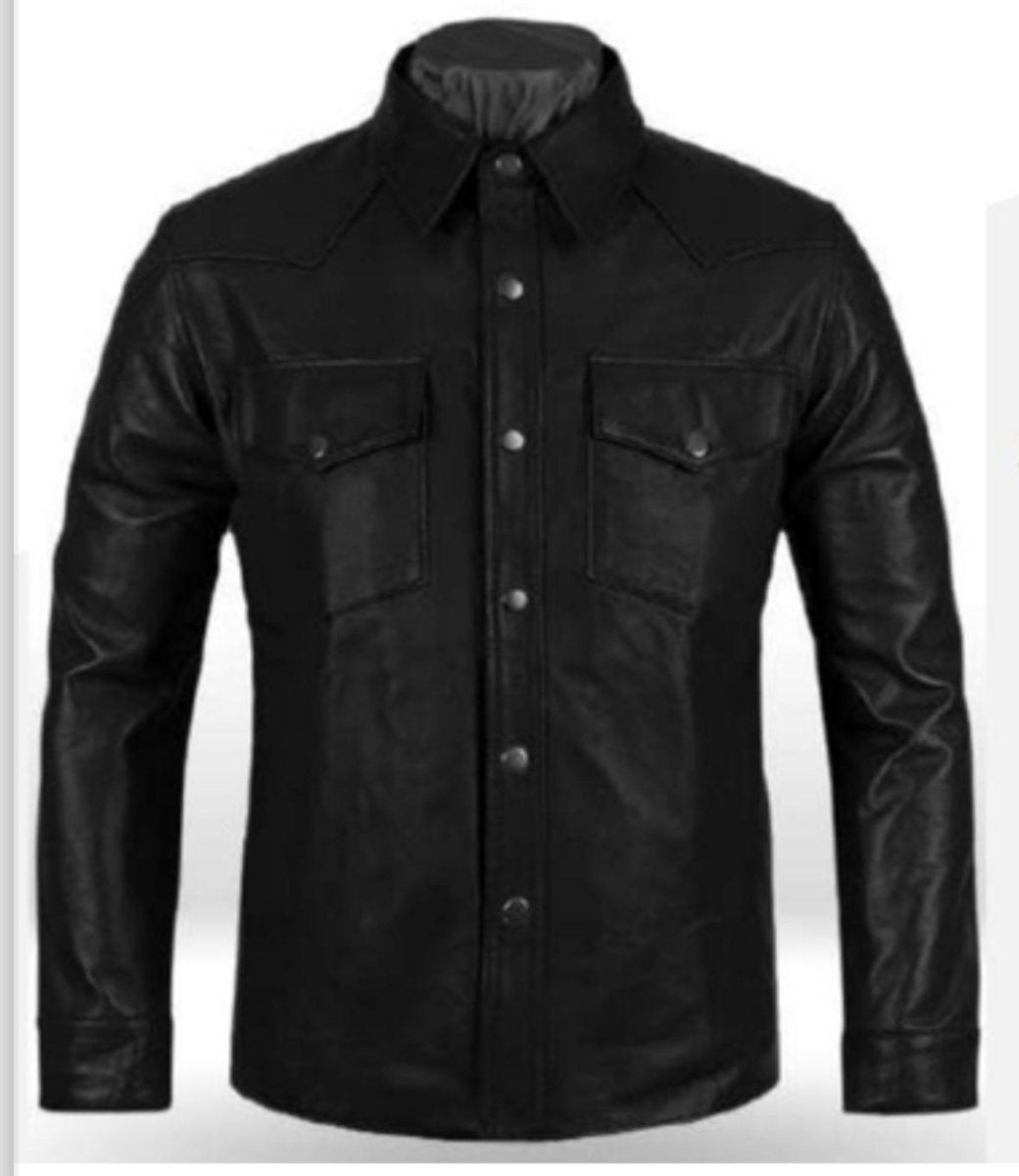 Premium Black Leather Shirt Jacket - Genuine Leather - RUGGAN