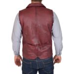 Premium Burgundy Leather Vest - Classic Tailored Style - RUGGAN