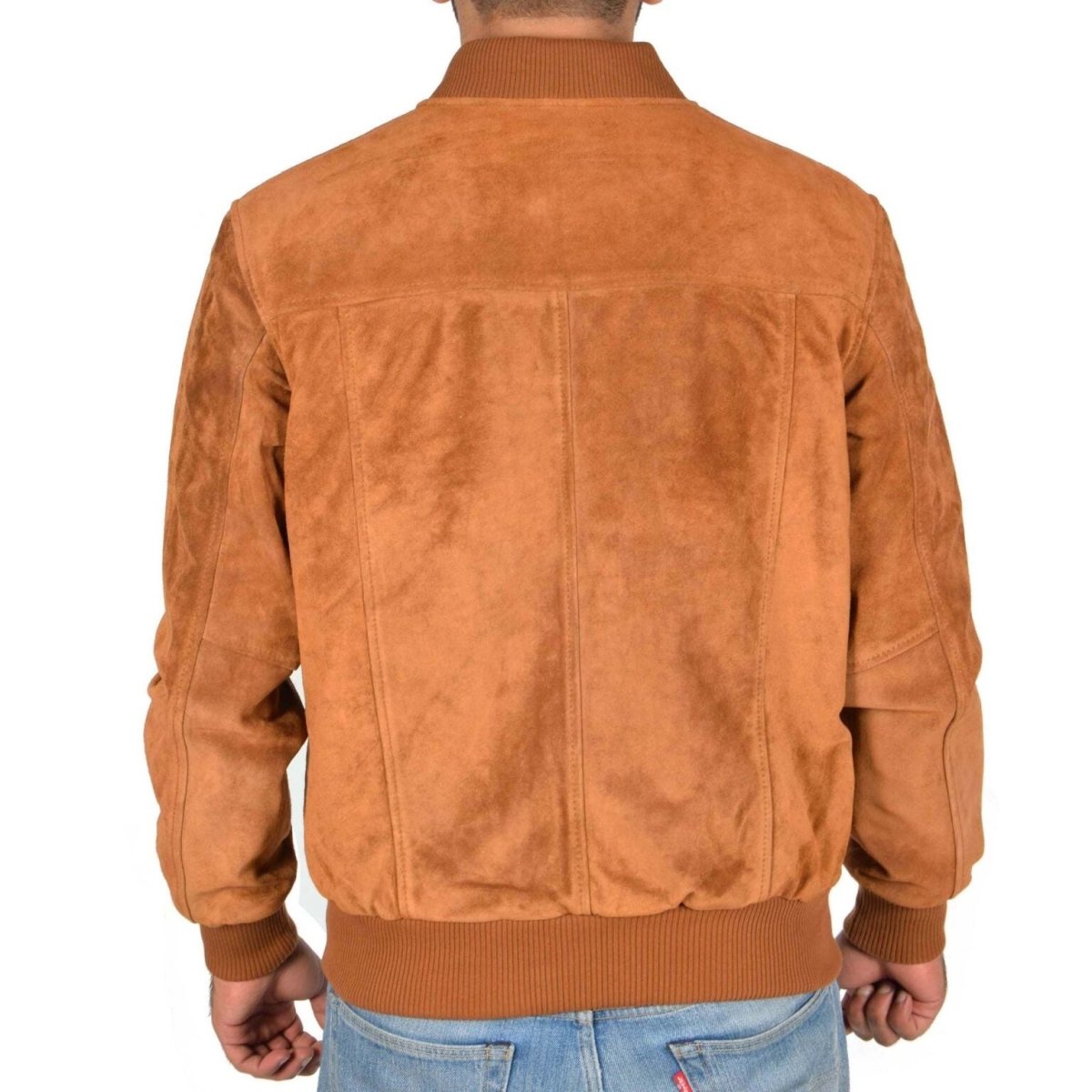 Premium Suede Bomber Jacket - Cognac Brown - RUGGAN