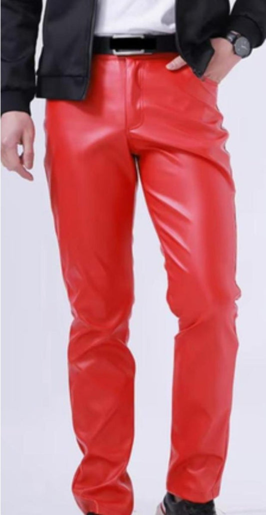 Bold Red Genuine Leather Pants - Statement Piece - RUGGAN