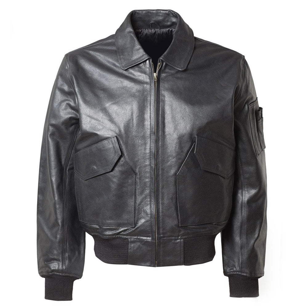 Classic Black Leather Bomber Jacket - RUGGAN