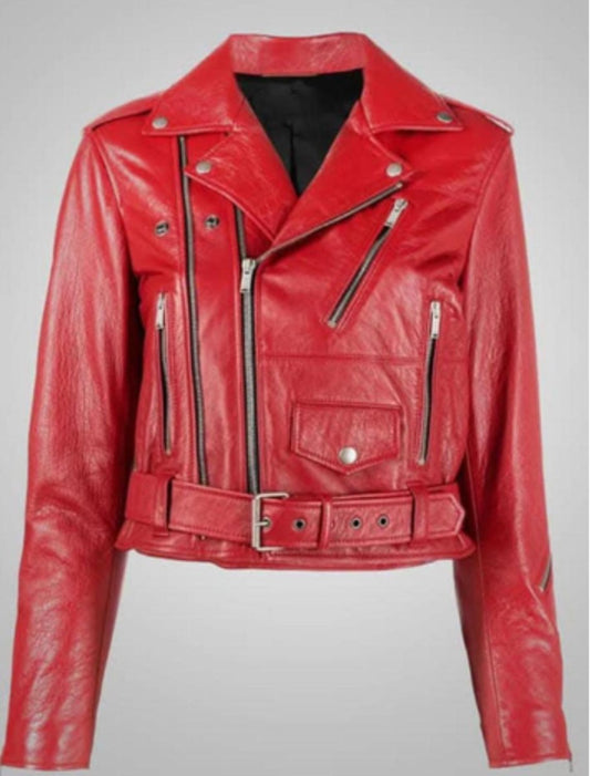 Classic Red Genuine Leather Biker Jacket - RUGGAN