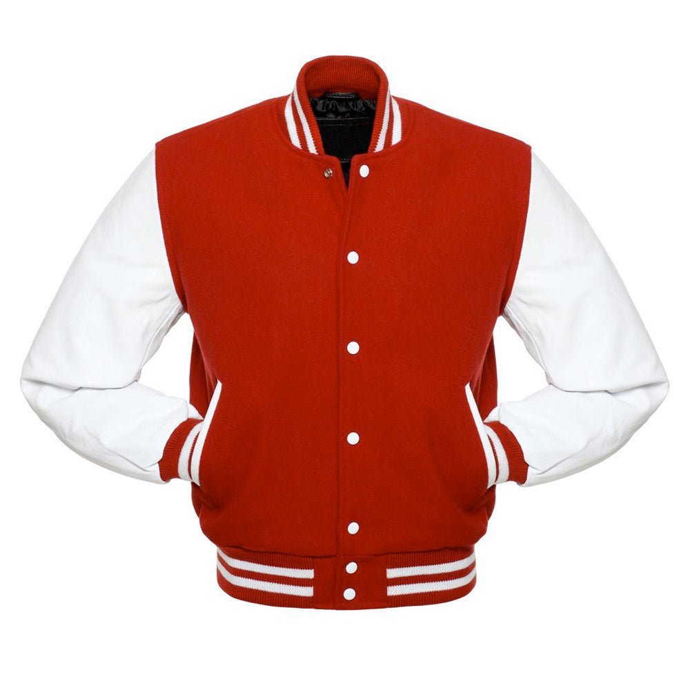 Classic Varsity Leather Jacket - Red & White - RUGGAN