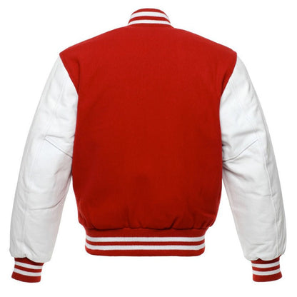 Classic Varsity Leather Jacket - Red & White - RUGGAN