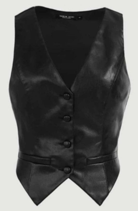 Genuine Leather Fitted Waistcoat - Classic Black - RUGGAN