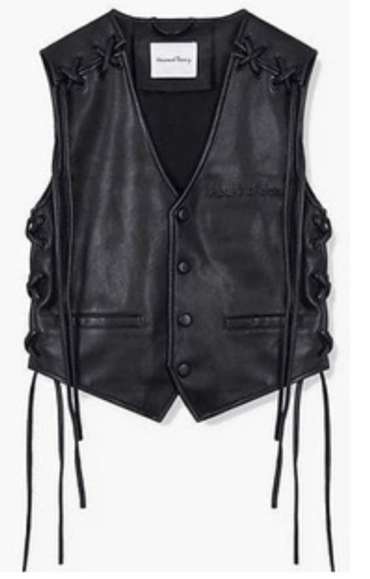 Genuine Leather Motorcycle Vest - Classic Black - RUGGAN