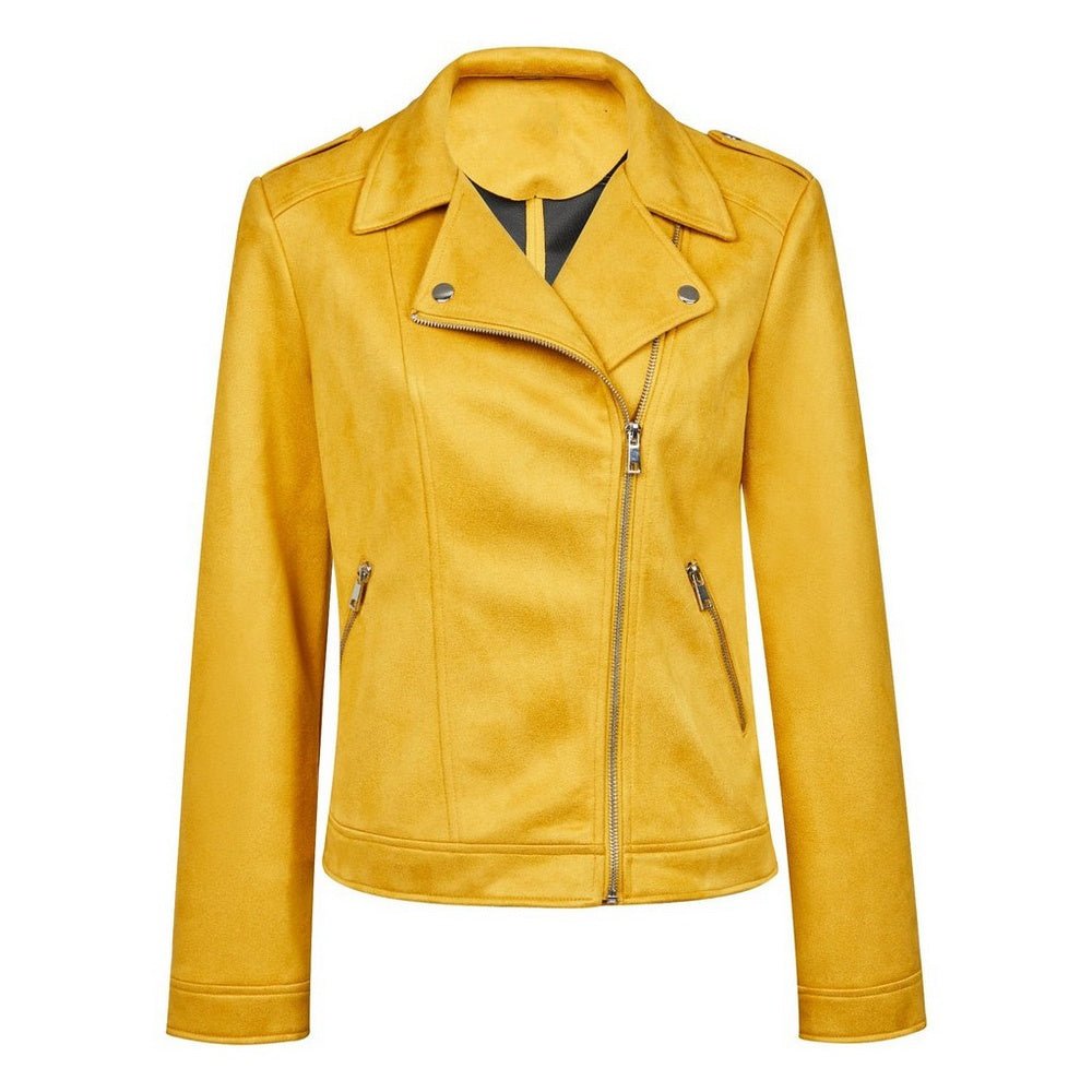 Premium Mustard Yellow Leather Moto Jacket - RUGGAN