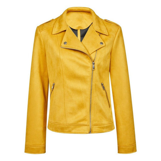 Premium Mustard Yellow Leather Moto Jacket - RUGGAN