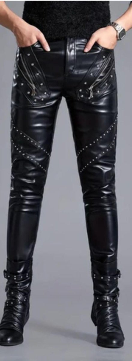 Studded Genuine Leather Pants - Bold Rock & Roll Style - RUGGAN